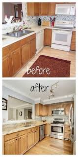 28 Diy Ideas To Spruce Up Your Home On A Budget Inside And Out Outstanding Products Brown Kitchen Cabinets Brown Cabinets Kitchen Design