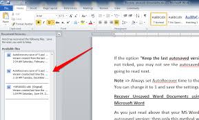 Start the process with the opening of the file menu and click on options. How To Recover Unsaved Word Document