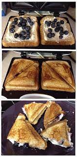 Blueberry Breakfast Grilled Cheese Bread Of Choice Cream Cheese Powdered Sugar Blueberries And If You Have A Sandwich Mak Yummy Breakfast Food Recipes