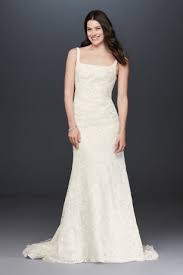 Oleg Cassini Tank Lace Wedding Dress With Beading David S Bridal Affordable Wedding Dresses Wedding Dresses Lace Bridal Dresses