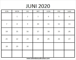 Hier finden sie kostenlose pdf kalender für 2017 zum herunterladen und ausdrucken. Kalender 2020 Monate Juni Download Bearbeitbare Vorlage Kalender Zum Ausdrucken Kalender Vorlagen Kalender