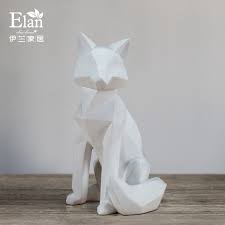 Resin Geometry Abstract Fox Figurines Home Decor Crafts Room Decoration Objects Vintage Ornament Resin Animal F Fox Ornaments Geometric Animals Animal Ornament