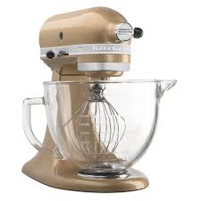 I have a 4.5 quart kitchen aid mixer and was wondering if there was a glass bowl to fit it. Kitchenaid Artisan Design Series 5 Quart Tilt Head Stand Mixer With Glass Bowl Champagne Closeout Walmart Com Walmart Com