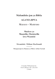 Maybe you would like to learn more about one of these? Ftp Ftp Sermon Online Com Swahili Congo Williammacdonald Swahili Congo Mafundisho Juu Ya Biblia Agano Jipya 1 Matayo Matendo 2012 Pdf