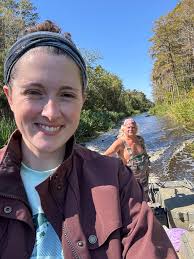 Back in the gator boat! Off for another adventure! It's cold. Don't know  how Mr. Bruce does it. Haha.