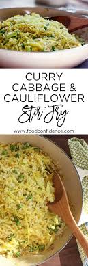 This easy cauliflower stir fry is an ideal healthy and easy dinner idea! Curry Cabbage And Cauliflower Stir Fry Recipe Vegetarian Recipes Healthy Vegan Recipes Healthy Healthy Vegetarian