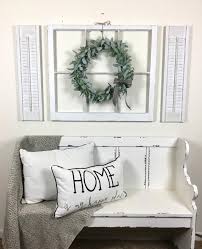 Pair Of Farmhouse Shutters Shutter Wall Decor Custom Etsy Shutter Wall Decor Window Frame Decor Living Wall Decor