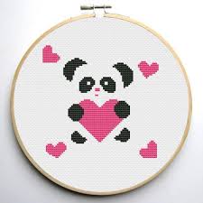 Let freedom ring model stitched one over two on 40 ct. Panda Heart Free Cross Stitch Pattern By Helena Kovalchuk