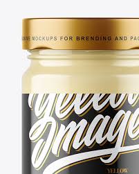 Download Clear Glass Jar With Mayonnaise Sauce Mockup In Jar Mockups On Yellow Images Object Mockups PSD Mockup Templates