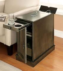 Lilith I Side Table W Usb And Power Outlet Gray End Tables With Storage Sofa End Tables End Tables