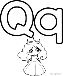 Color the q words coloring page. Letter Q And Little Queen Coloring Page Coloringall