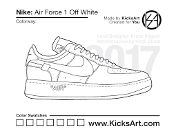 Your own air force jet coloring page printable coloring page. Nike Air Force 1 Off White Sneaker Coloring Pages Created By Kicksart