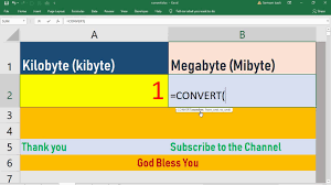 Excel Convert Kilobyte To Megabyte Kb To Mb