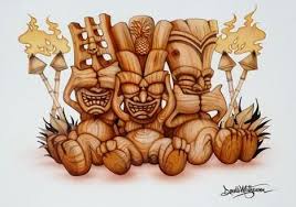 Monkey See No Evil Hear No Evil Speak No Evil Drawing Tiki See No Evil Hear No Evil Speak No Evil Tiki Tattoo Tiki Statues Tiki Art