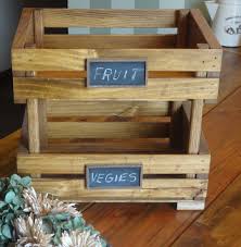 Wooden Crate Stackable Fruit Or Vegie Holder With Chalkboard Labels Golden Oak Stained Small Wooden Crates Diy Wooden Crate Crates