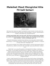 Malaikat Maut Mengintai Kita 70 Kali Sehari