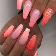 The blue shade used is one of our favorites because it is so vivid and bright. Bright Summer Coffin Acrylic Nails My Blog