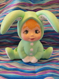 FREE USA Shipping! Cute Sweet-tot Stretching Bunny Kid! Custom Painted  Finish Ceramic! WOW!