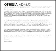 Funeral Assistant Cover Letter Sample Cover Letter Templates Examples
