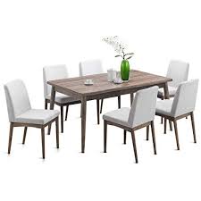 Giantex 7 Pcs Dining Table And Chairs Kitchen Dining Room Table Set With Wood Legs High Quality W Modern Dining Room Set Modern Dining Table Dining Room Sets
