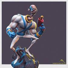 Artstation Earthworm Jim 3d Print Digital Sculpt Spicer Mcleroy In 2020 Earthworm Jim Cartoon Art Geek Art