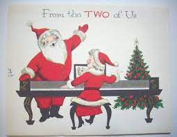 Vintage Unused Christmas Greeting Card Santa Claus Mcm Reindeer Deer Singing 27 00 Santa Christmas Cards Vintage Christmas Greeting Cards Vintage Greeting Cards