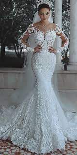Glamorous Long Sleeve Lace Wedding Dress Long Sleeve Mermaid Wedding Dress Lace Mermaid Wedding Dress Wedding Dresses Lace