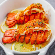 Learn How To Cook Lobster Tails With Lemon Garlic Butter And A Parmesan Bread Crumb Topping V How To Cook Lobster Baked Lobster Tails Delicious Seafood Recipes