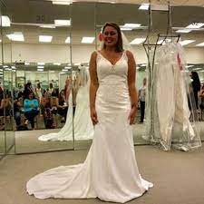 Crepe Mermaid Wedding Dress With Metallic Embroide David S Bridal Ball Gown Wedding Dress Mermaid Wedding Dress Wedding Dresses