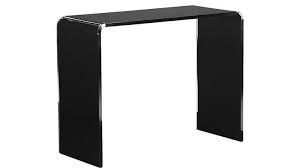 This transparent new console floats in the room without taking up permanent visual residency. Peekaboo Smoke Black Acrylic Console Table