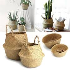 1stk Seegras Pflanze Korb Topf Speicherhalter Einkaufstasche Garten Dekoration Korb Topfblumen Einkaufstasche