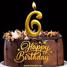 You'll find easy ideas for six year old: 6th Birthday Chocolate Cake With Gold Glitter Number 6 Candle Gif Download On Funimada Com