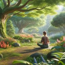 Practitioner meditating in nature without technology