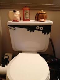 Cut Scrap Piece Of Black Paper On An Angle Cut Out Some Fingers And Punch Out The Eyes Tape It Onto The Toilet Great For Halloween Halloween Diy Halloween Crafts Spooky