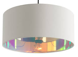 Glass white pendant shade lamp shades. Hue Hanglampenkap Wit En Iriserend Drum Lampshade Lampshade Designs Iridescent Decor