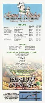 For decades their families took pride on carefully preparing every dish by hand and with love from their homemade recipes. Mama S Kitchen Menu Menu For Mama S Kitchen Plantation Sunrise Miami