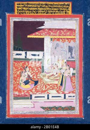 Rajasthani miniature painting from Rajasthan, India. Probably late 19th century or early 20th century. Hands covered with symbols Stock Photo - Alamy