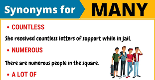 Many Synonym List Of 60 Synonyms For Many With Useful Examples 7 E S L English Vocabulary Synonym Vocabulary