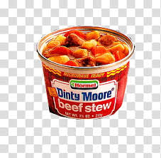 The dinty moore stuff glops out of the can pretty thick, hence stew, and i worried that the vegan stew might be too watery. Vintage Food Hormel Dinty Moore Beef Stew In Container Transparent Background Png Clipart Hiclipart