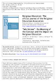 Pdf Worldview The Meaning Of The Concept And The Impact On Religious Education