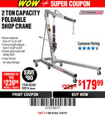 The foldable shop crane is easy to use and easy to store. Hf 2 Ton Engine Hoist On Sale