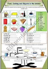 Cooking verbs or kitchen verbs are verbs that frequently appear when reading the cooking instructions in recipes. Food Cooking And Objects In The Kitchen Esl Worksheet By Fabydan
