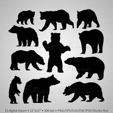 Download Buy 2 Get 1 Free Digital Clipart Bear Silhouettes Forest Etsy Bear Silhouette Animal Silhouette Digital Clip Art