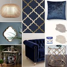 Morocco Trellis Wallpaper Navy Gold Blue And Gold Living Room Living Room Decor Colors Blue Living Room Decor