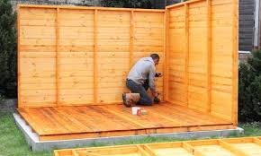 Read about installing chain link fence, ornamental metal fence, vinyl fence, and wood fence on a concrete slab in a variety of ways from brackets to anchors, and in the case of a sidewalk, you will typically just install a gate at that point. How To Build A Shed On An Existing Concrete Slab