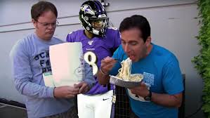 Ravens fans may be feeling deja vu. Lamar Jackson S Pregame Meal Is Straight Out Of The Michael Scott Carbo Load Playbook This Is The Loop Golfdigest Com