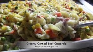Cover with buttered crumbs and pour into a large casserole. Creamy Corned Beef Casserole Recipe I Heart Recipes