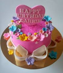 Torta Rotonda Di Colore Rosa Con Scritta Decorata Con Fiorellini Colorati E Granelli Di Zucchero Torte Di Compleanno Per Bambini Torte Di Compleanno Torte
