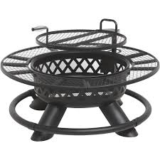 This heavy duty and portable ranch fire pit comes equipped with a deep basin as well as detailed latticework. Big Horn 47 In Camp Black Round Steel Fire Pit Country Farm Garden