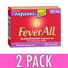 Feverall Acetaminophen Suppositories Infants 80 Mg 6 Count